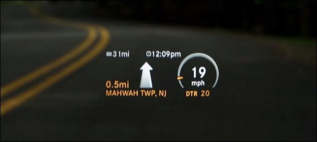 Information on heads up display in a car